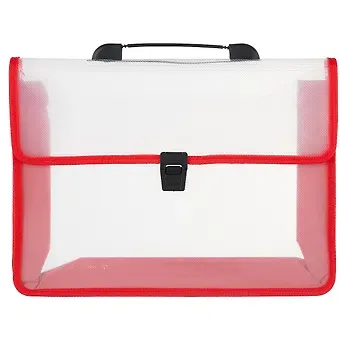 Портфель А4 прозр.пластик, красный кант