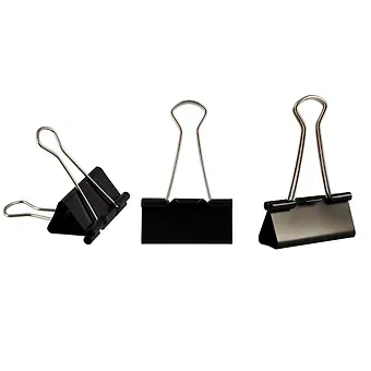 Зажимы для бумаг GoodMark большие, чёрные, 12 штук