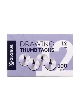 Кнопки канцелярские 100шт, 12мм, металл