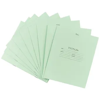 Тетради в линейку Hatber, 18 листов, зеленые, 10 штук