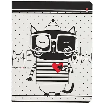 Тетрадь в клетку Альт, Ginza cats, 48 листов, в ассортименте