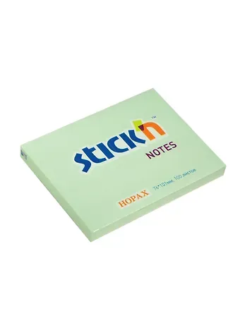 Блок бумаги 76*101 самоклеящийся зеленый 100л, HOPAX