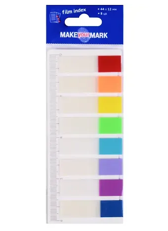 Закладки самоклеящиеся, 4.4 х 1.2 см, 8 цветов по 10 листов