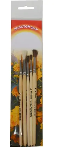 Кисти 5 штук, щетина №4, коза №4, белка №3, пони №2, пони №4 