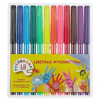Фломастеры Рисовашка, 12 цветов