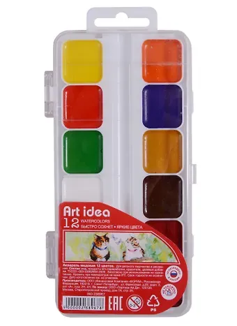 Краски акварельные Art idea, 12 цветов