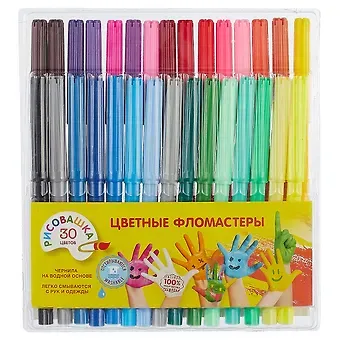 Фломастеры Рисовашка, 30 цветов