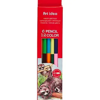 Карандаши цветные Art idea, двухсторонние 12 цветов 6 штук