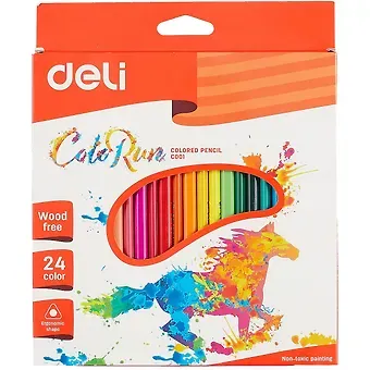 Карандаши цветные Deli, Color Run, пластиковые 24 цвета