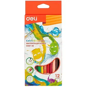 Карандаши цветные Deli, Color Emotion, акварельные 12 цветов