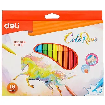 Фломастеры Deli, Color Run, 18 цветов