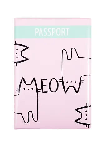 Обложка для паспорта котики Meow (ПВХ бокс) (ОП2020-238)