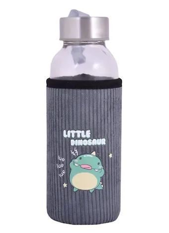 Бутылка в чехле вельвет Динозаврик (стекло) (300мл) (12-7599-D300-148)