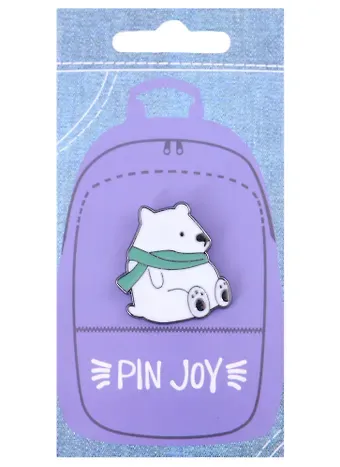 Значок Pin Joy Белый медведь с шарфом (металл) (12-08599-937)