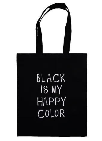 Сумка-шоппер Black is my happy color, черная, текстиль 40см.*32см.