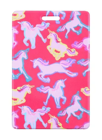Чехол для карточек Единороги с цветным контуром на красном фоне (ДГ2021-275)