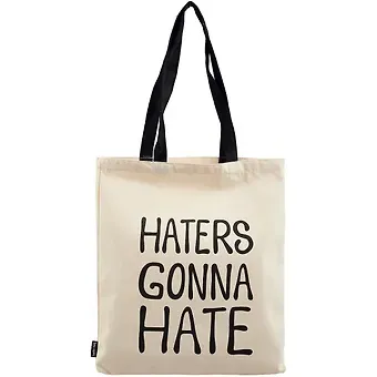 Сумка-шоппер Haters gonna hate бежевая, текстиль 40см.*35см.