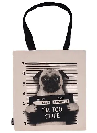 Сумка-шоппер Мопс Im too cute цветная, текстиль 40см.*32см.