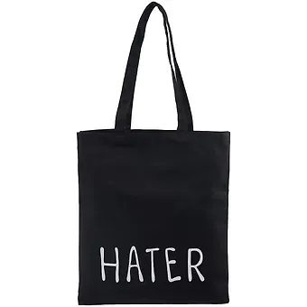 Сумка-шоппер Hater черная, текстиль, 40см.*32см., с 2 ручками