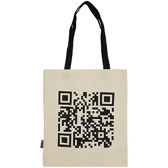 Сумка-шоппер QR-код бежевая, текстиль 40см.*32см.