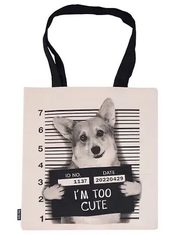 Сумка-шоппер Корги Im too cute цветная, текстиль 40см.*32см.