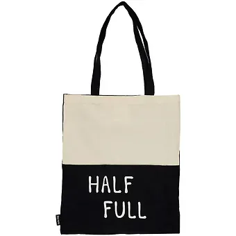 Сумка-шоппер Half full (бежевая/черная,) текстиль 40см.*32см.