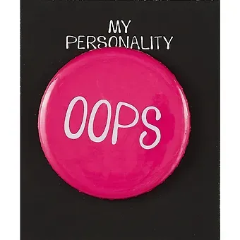 Значок круглый OOPS (фуксия) (металл) (38мм)