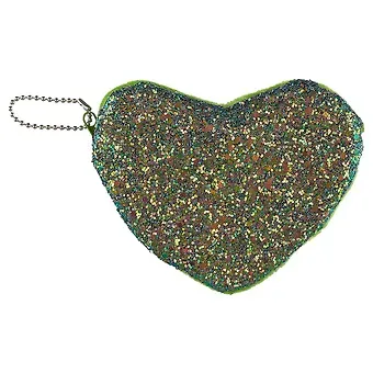 Кошелек на молнии с блестками Сердце (13см) (текстиль)
