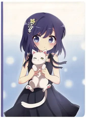 Блокнот Аниме Девушка с белым котиком (Сёдзё) (цветная)