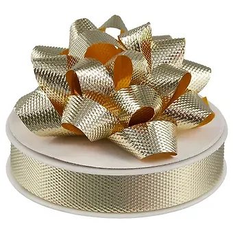 Набор для упаковки «Жёлтый металлик», бант, лента