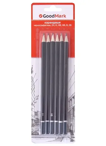 Карандаши GoodMark, чернографитные 6 штук