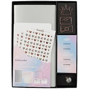 Записная книжка А6 96л серебряная, мягкий переплет, стикеры+скрепки+брелок в комплекте, тонир.блок