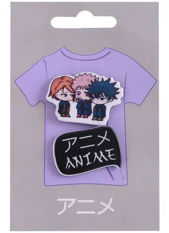 Набор Значков Аниме Чиби Трое (акрил) (упаковка)