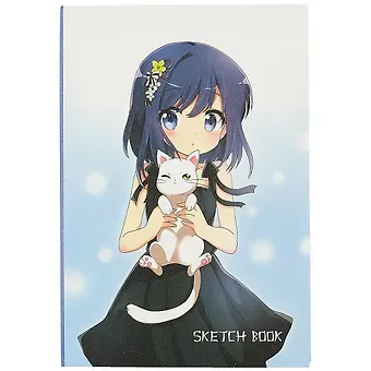 Скетчбук Аниме Девушка с белым котиком (Сёдзё) (цветная) (124л) (14,5х21)