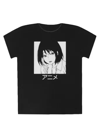 Футболка Аниме Девушка (Дзё) (черная) (текстиль) (размер ONE SIZE)