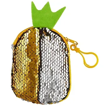 Кошелек с пайетками на молнии Ананас (12х8) (текстиль)