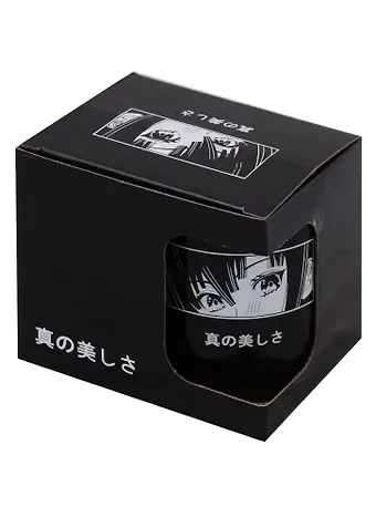 Кружка Аниме Лицо (Сёдзё) (черная) (керамика, деколь) (330мл) (коробка)