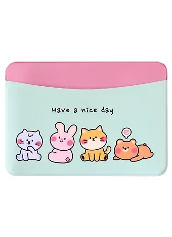 Чехол для карточек горизонтальный Kawaii Зверюшки Have a nice day