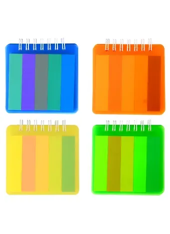 Закладки самоклеящиеся 1,5*8 см 5*20 листов, + бумага самоклеящаяся 8*8 см 25 листов, спираль