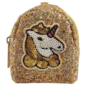 Сумочка-рюкзачок на молнии с блестками Единорог (10см) (ПВХ бокс)