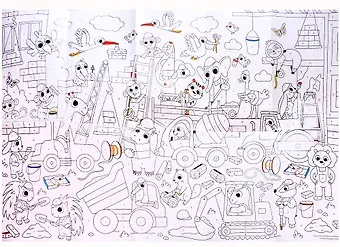 Большая раскраска по цифрам «Веселая стройка». 90х60 см