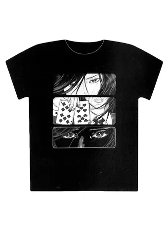Футболка Аниме Девушка с картами (Дзё) (черная) (текстиль) (размер S)