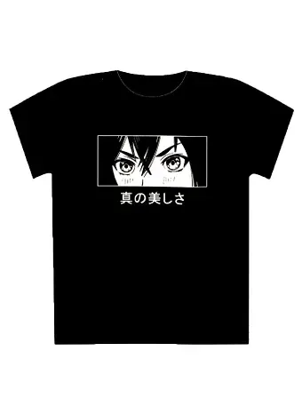 Футболка Аниме Лицо (Сёдзё) (черная) (текстиль) (размер М)