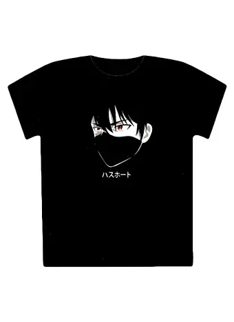 Футболка Аниме Парень в маске (Сэйнен) (черная) (текстиль) (размер S)