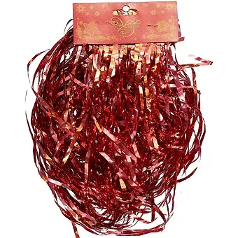 Новогодний дождик красный мерцающий, 9 х 150 см