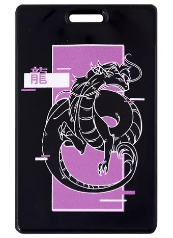 Чехол для карточек Аниме Дракон глитч (ч/б с фиолетовым)