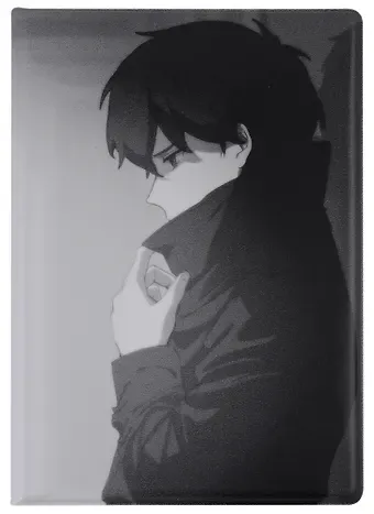 Обложка для паспорта Аниме Синтонимы Персонаж в плаще (ч/б) (Медина Мирай) (ПВХ бокс) (ОП2022-384)