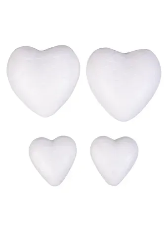 Набор сердец из пенопласта  в OPP пакете с подвесом, 4 шт, 4 см(2шт), 6 см(2 шт) 2310-1