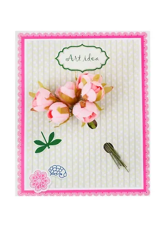 Пионы розовые, букетик 6 стеблей (готовые на подложке)