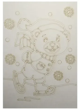 Трафарет Мишка на коньках А5 (148х210) (А5-126) (3+) (Песочный мир)